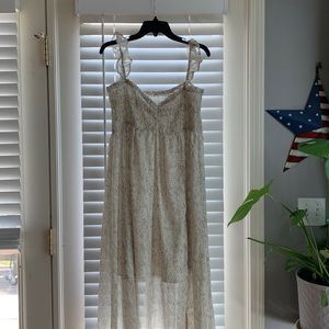 Green and white summer dress